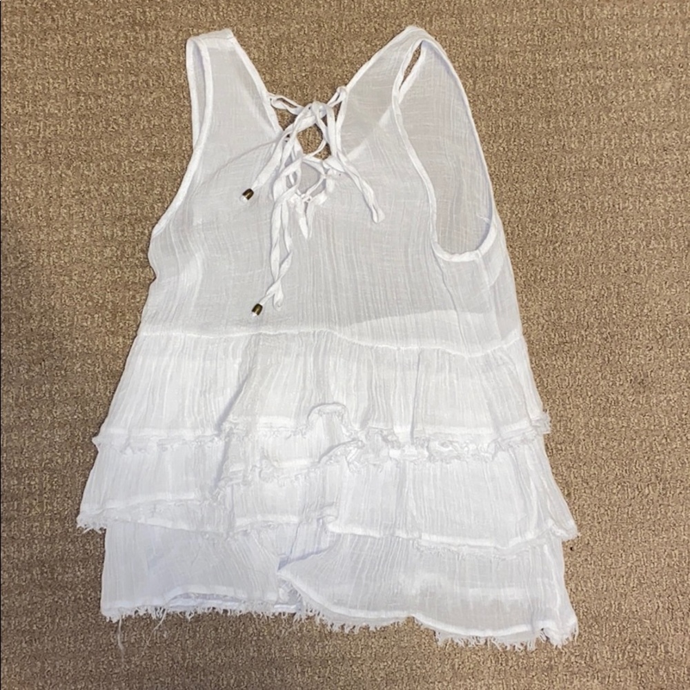 White Ruffle Tank - Picture 3 of 5